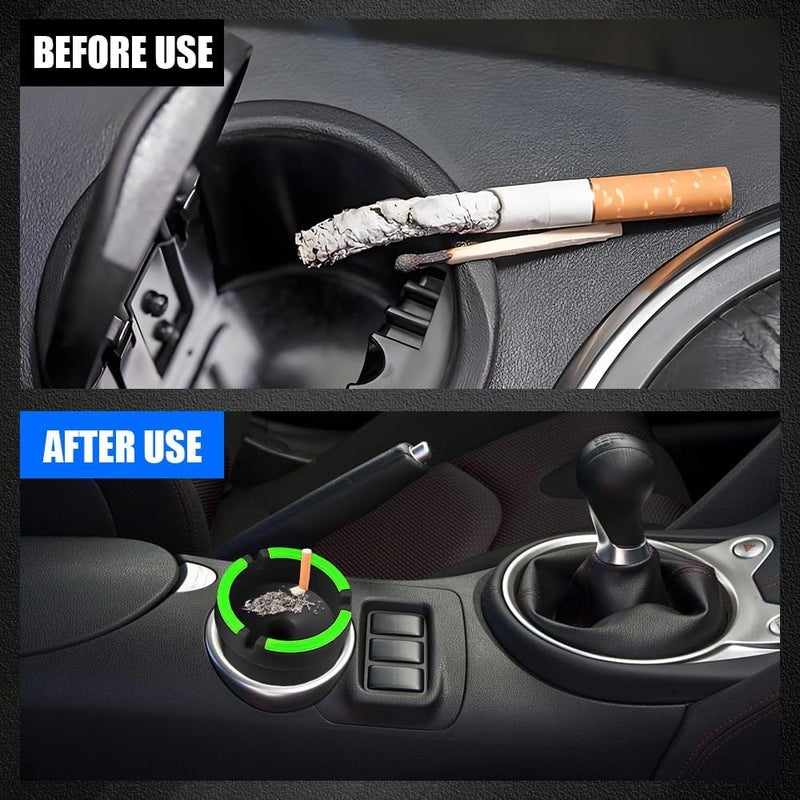 Lyxheth Glow in The Dark Ashtray, Car Ashtray, Cigarette Self-Extinguishing Car Cup Holder Ashtrays with Lid, Universal Portable Mini Vehicle Cigarette Trash Can Auto Accessories for Cars (Black) - Image 4